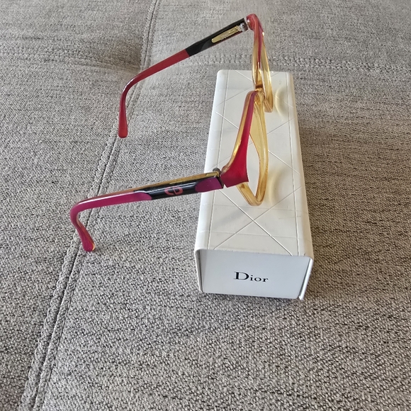 CHRISTIAN DIOR Vintage Cateye Optical Frames Pink and Yellow - Picture 2 of 5